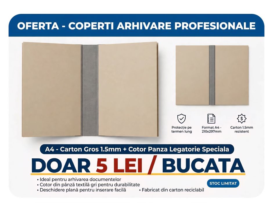 Coperti arhivare inclus manopera arhivare  6 ron.