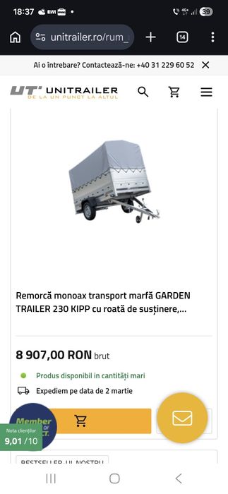 Remorca rabatabila 750kg