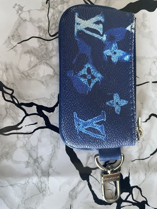 Louis Vuitton Zippy Wallet + breloc Monogram Watercolor Blue set