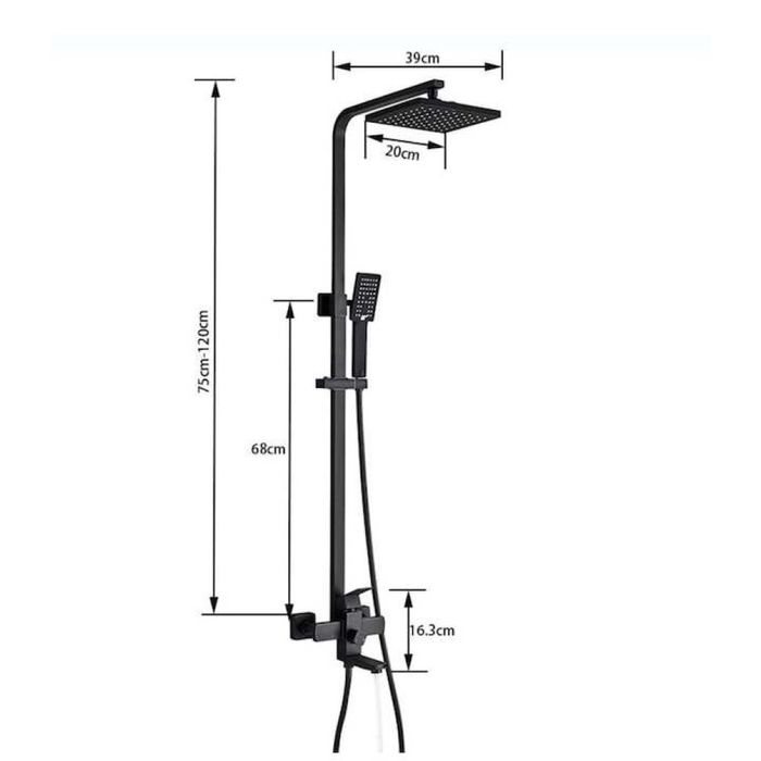 Комплект душ колона, стенен монтаж, двойно управление, керамика, 131-2
