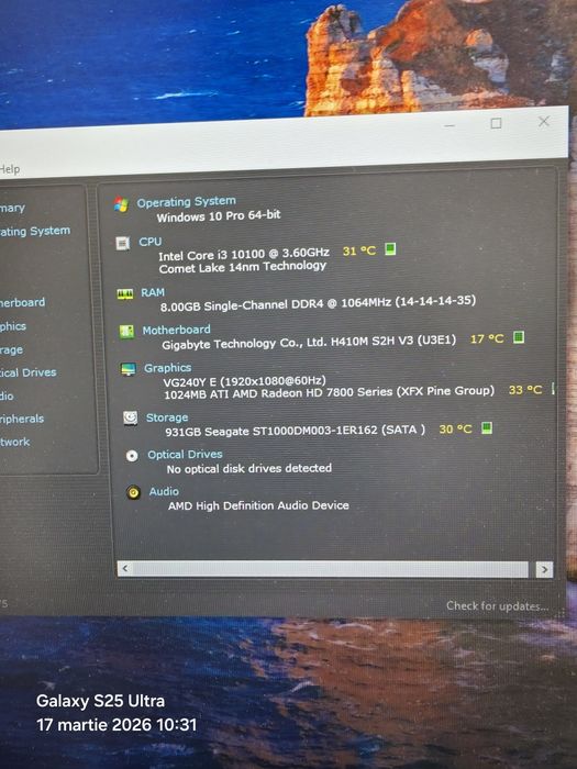 Vând calculator  Intel core I3 10100 8gb DDR4 fără Hard disk
