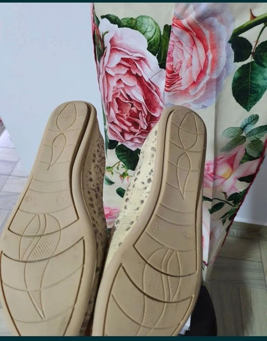 Balerini cu imprimeu snake print din piele naturala moale,confortabili