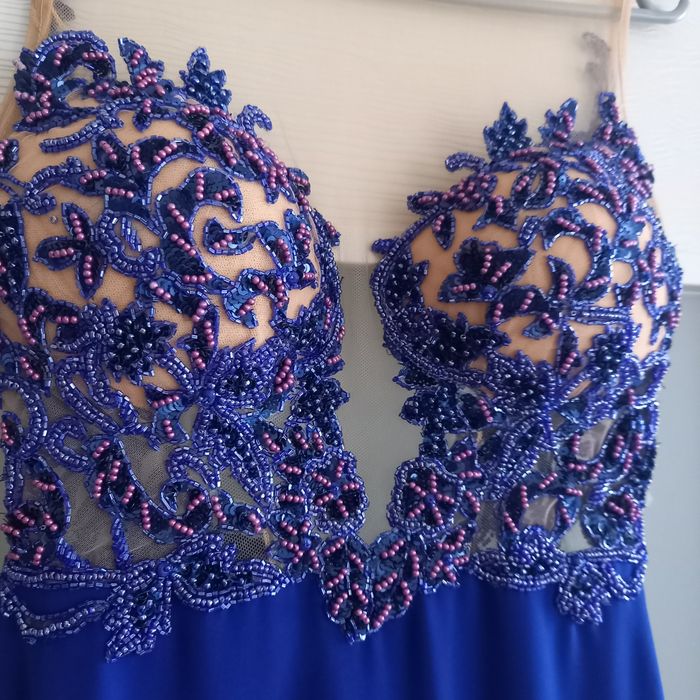 Официална дълга синя рокля Berna moda