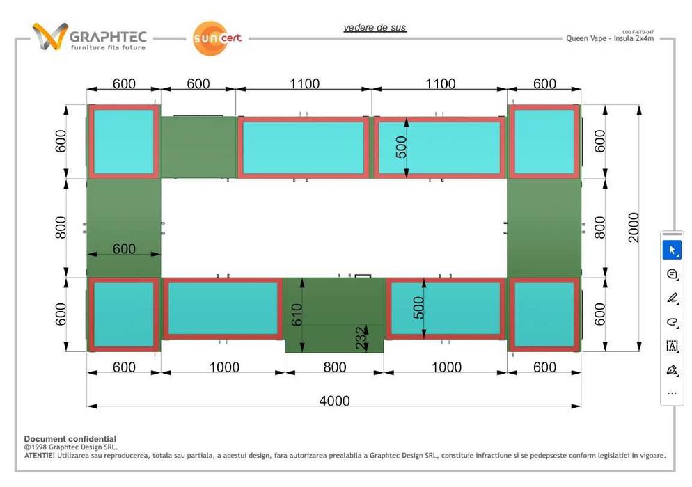 Vand mobilier insula comerciala