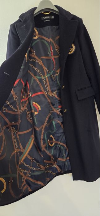 Вълнено палто Ralth Lauren тъмносин цвяр