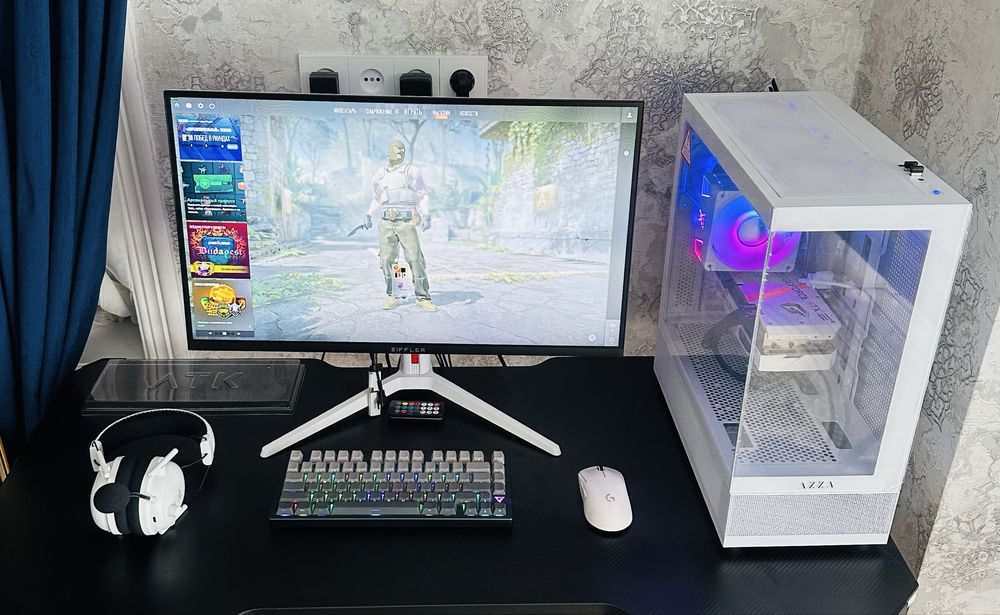 Мощный игровой белый сетап комплект