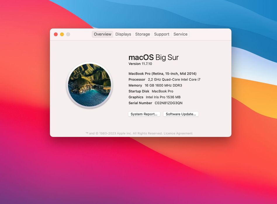 MacBook Pro 15” Retina 2014, A1398, i7, 16GB RAM, 256GB, Silver