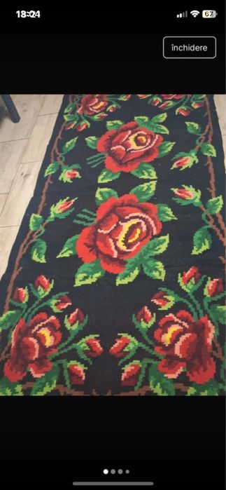 Covor vechi si ingrijit, cusut manual din lana