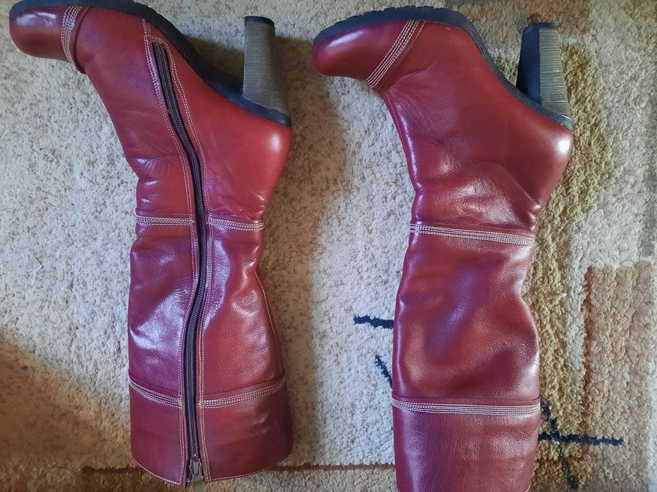 Ботуши естествена кожа в цвят бордо