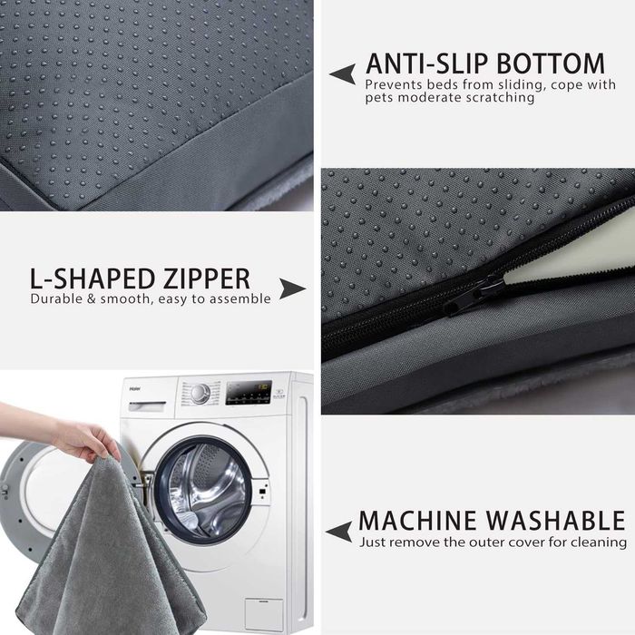 Комфортно Легло за Куче, Водоустойчив Калъф с Цип, Плюш, 73x45x7см