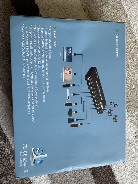 HDMI Matrix 6x2 4K 60Hz – 6 устройства към 2 телевизора