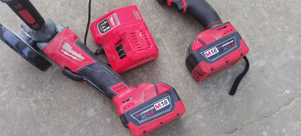 Milwaukee М18 гайковерт+винтоверт и ъглошлайф 125мм