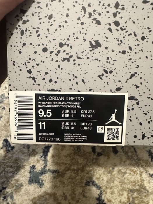 Jordan retro 4 fire red 2020