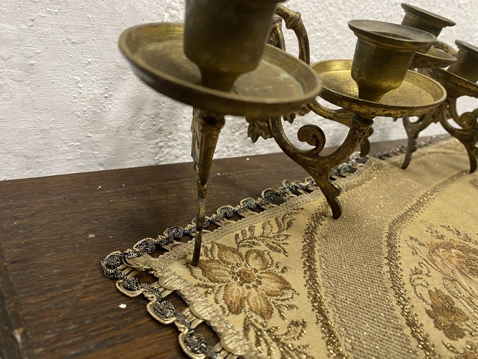 Френски стенни свещници месинг 3 рамена Франция 1950