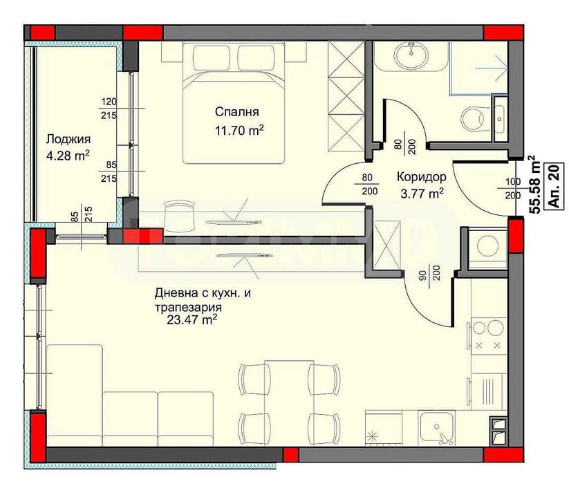 Двустаен апартамент в новострояща се сграда в кв. Аспарухово
