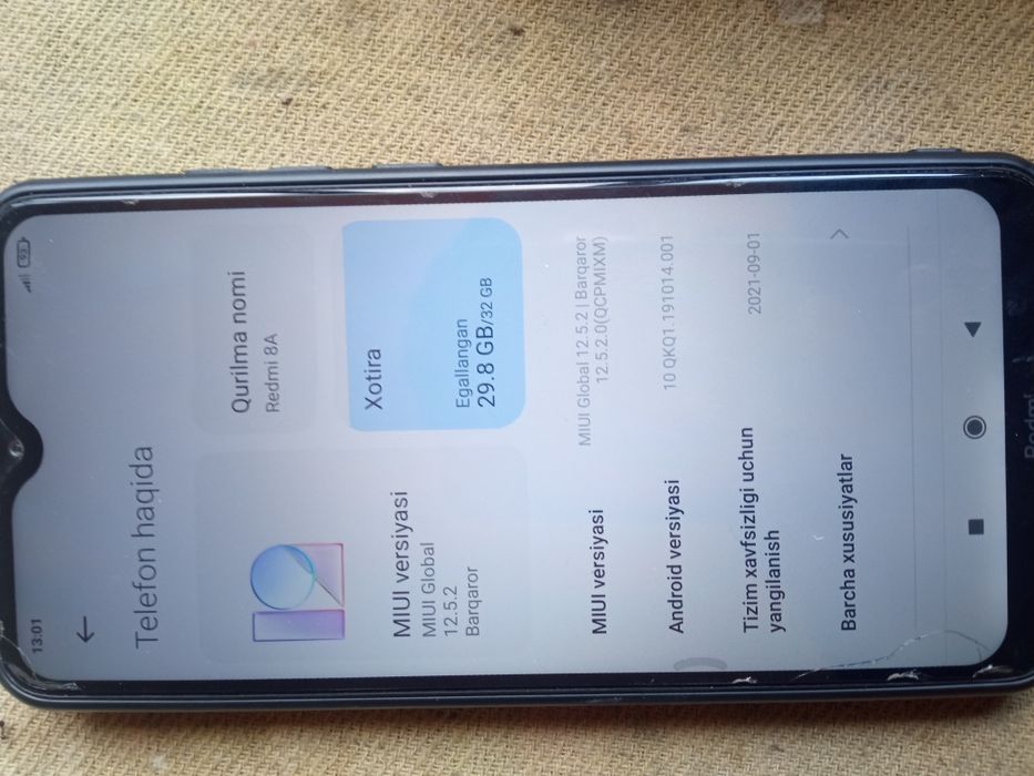 Redmi 8a 2/32 gb narxi 650 000 ming kelishiladi