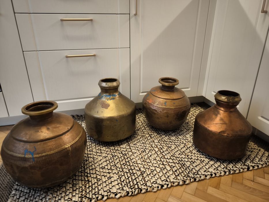 комплект ориенталски ръчно ковани медни и месингови съдове