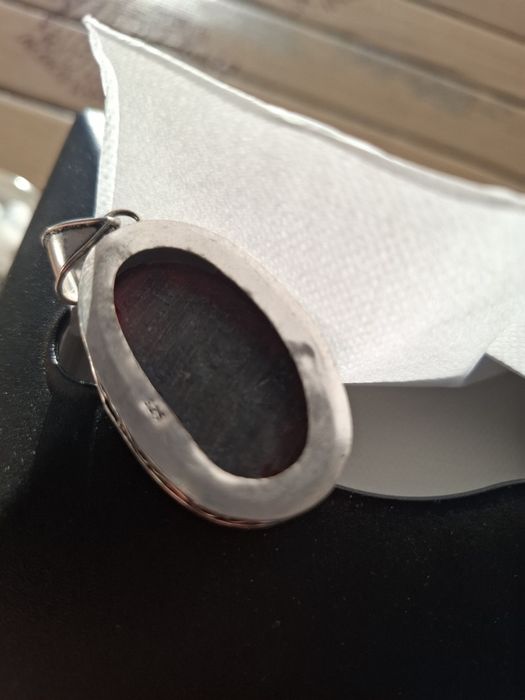 Pandant labradorit montat in argint filigran 5 cm