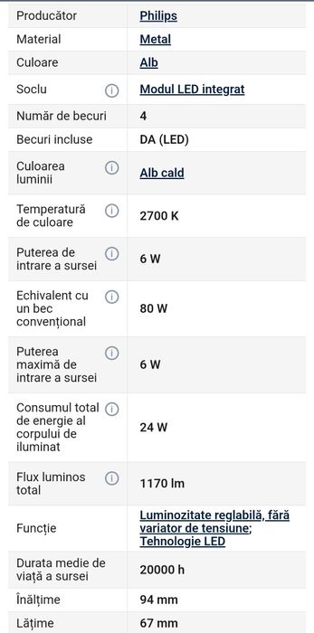 Philips 56494/31/16 - LED Lampa spot ZESTA 4xLED/6W alb