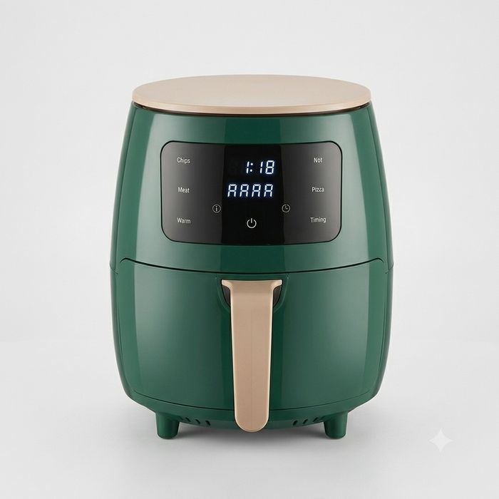 Нов Голям Еър Фрайър 6L / 2400W – Фритеза с горещ въздух (Червен / Зелен)