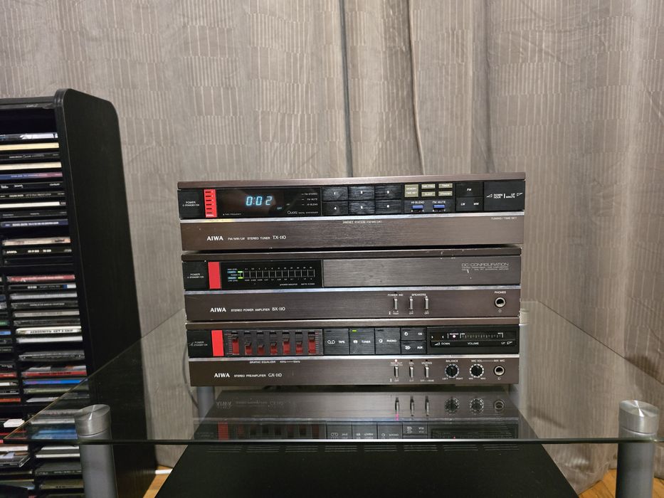 Linie audio vintage AIWA BX-110 + GX-110 + TX-110 – amplificator, preamplificator și tuner