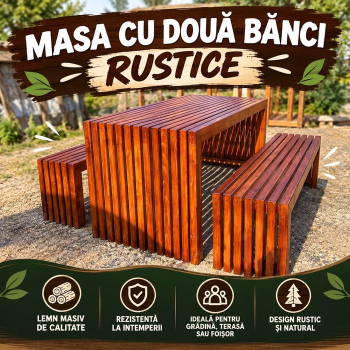 Masa cu două bănci RUSTICE