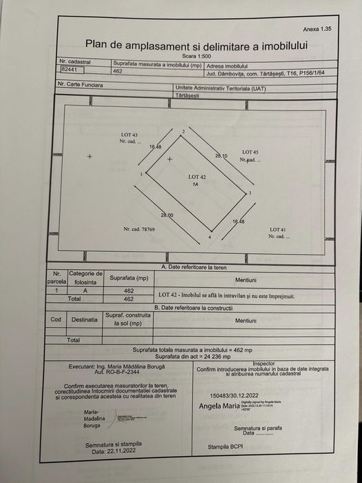 Teren Tartasesti , 462mp - aproape de Buc
