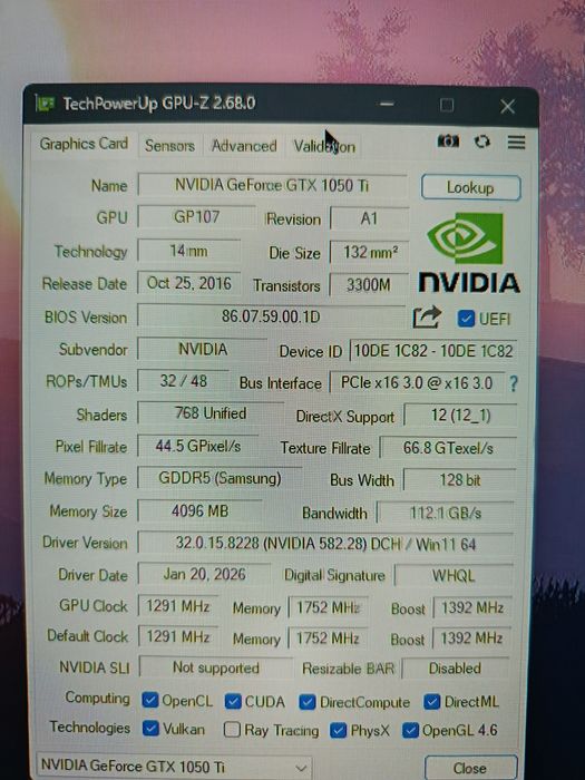 Видеокарта Gtx 1050TI