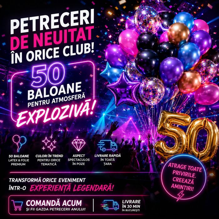 Petreceri baloane Heliu 50. Livrare 24H