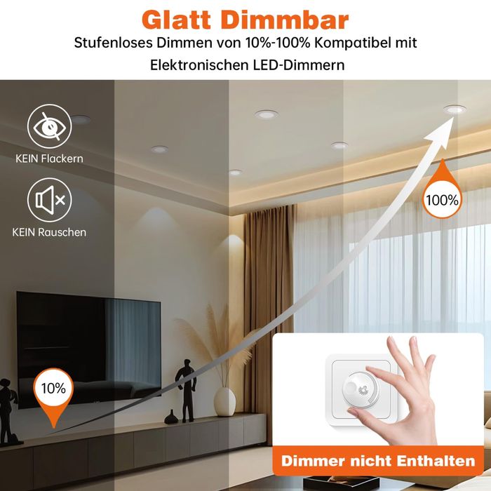 Set 6 - Spoturi LED încastrate, 230 V, 7 W, 950 lm, Spoturi de tavan