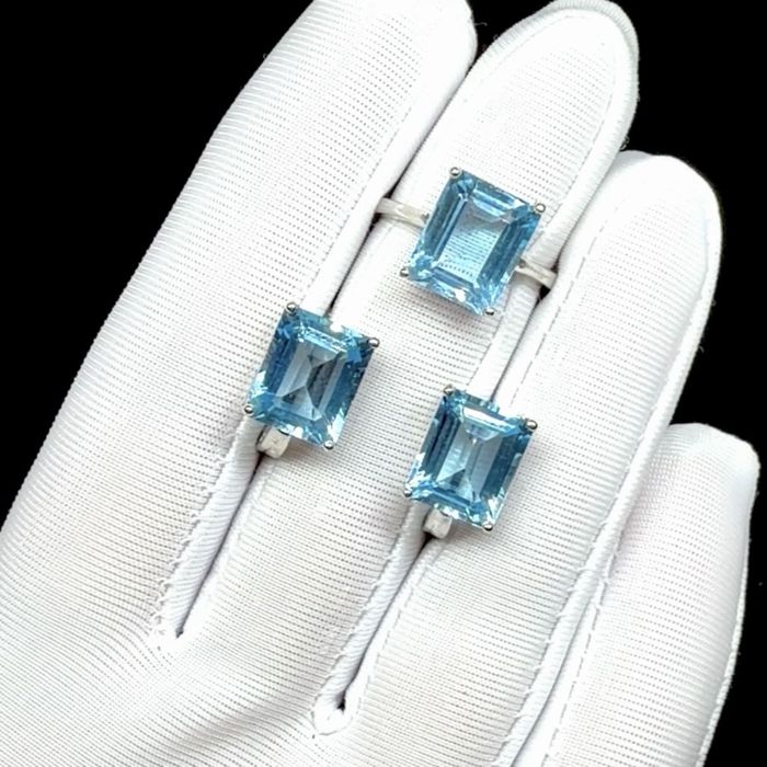 Комплект с натуральными Топазами свисс блу