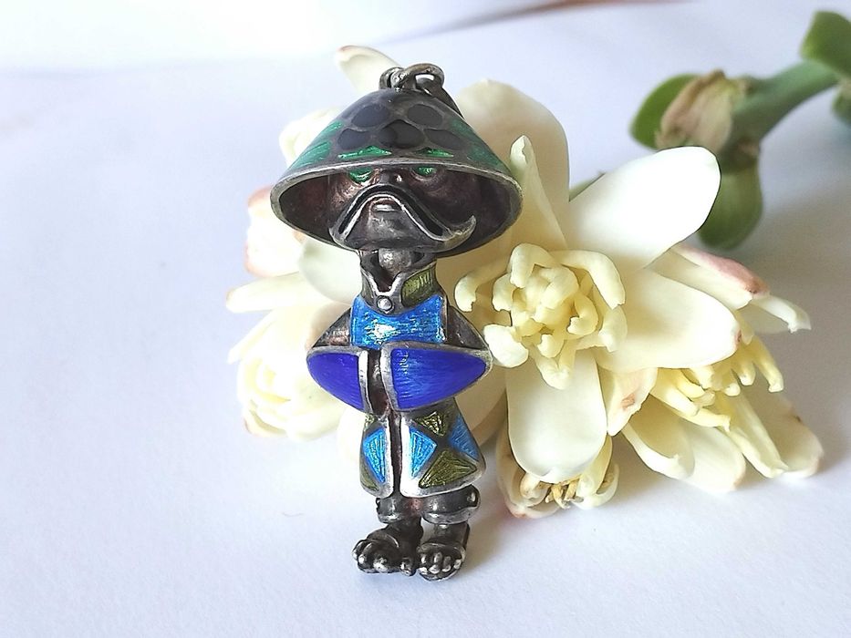 Email si argint masiv pandant