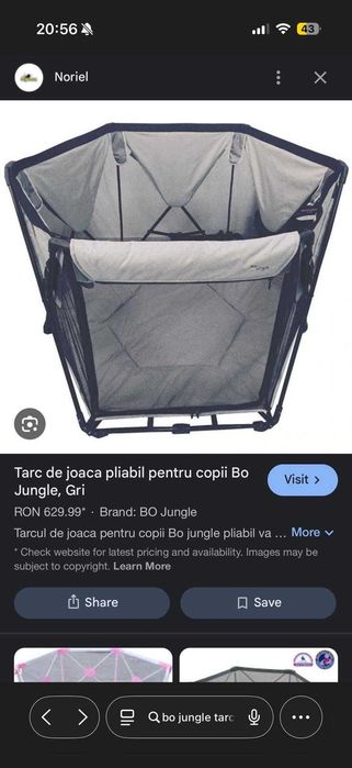 Tarc de joaca pentru copii Bo jungle pliabil Gri