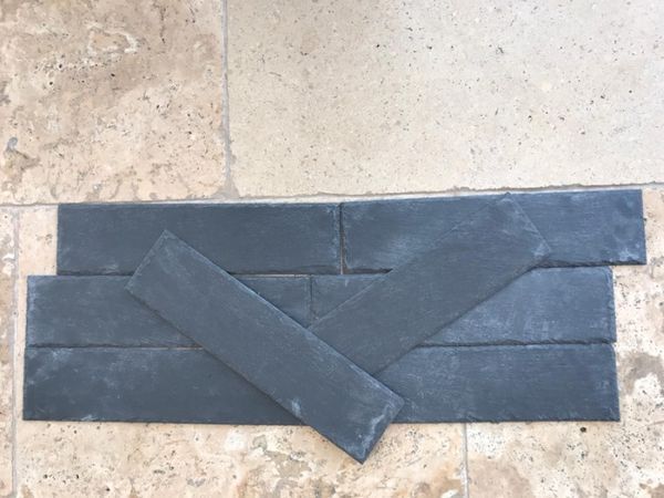 Piatra naturala interior/exterior/ardezie/Ardezie Neagra 10x40cm