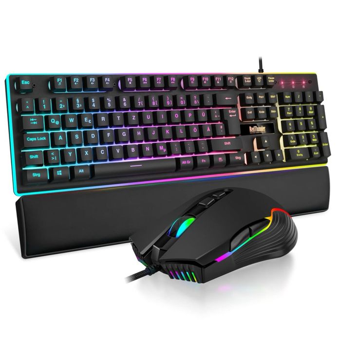 RedThunder K10 Set Tastatură și Mouse Gaming Iluminare RGB Design Ergonomic – Negru