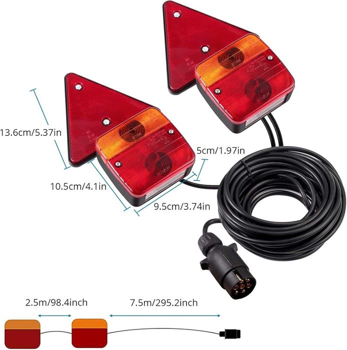 Комплект Магнитни Стопове за Ремарке 12V/24V с кабел 7 метра.