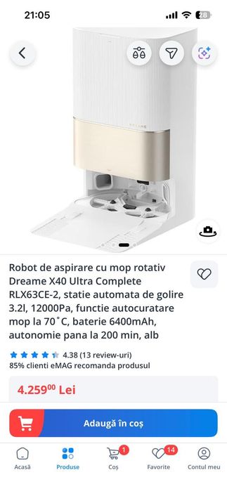 Robot de aspirare Nou cu mop rotativ Dreame X40 Ultra Complete RLX63CE