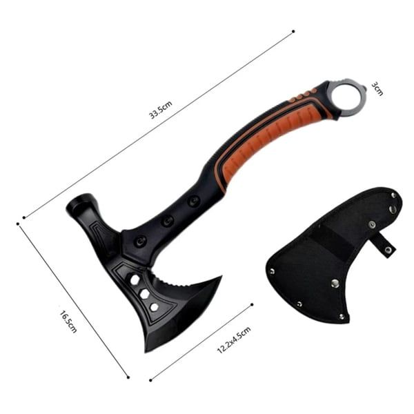 Set doua topoare multifunctionale cu lama dubla + 2 cutite, 33.5 cm