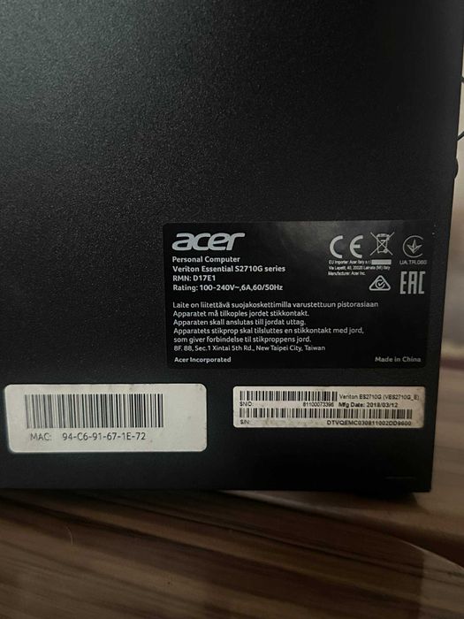 Персональный компьютер Acer