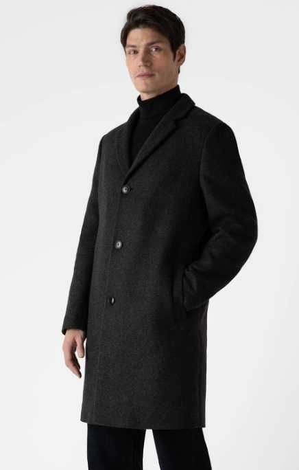 Palton slim 52 XL premium Mauro Ferrini Itali lana si casmir negru