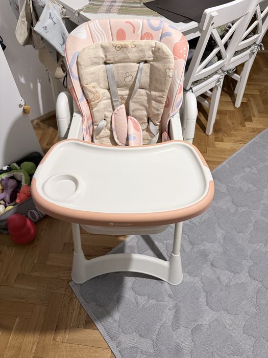Scaun de masă KinderVibe pliabil, reglabil, 6 luni+ – stare foarte bună
