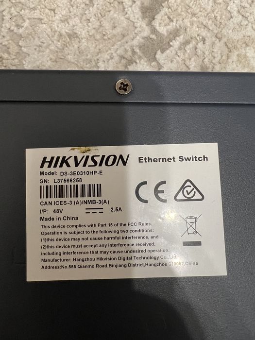 POE коммутатор Hikvision DS-3E0310HP-E