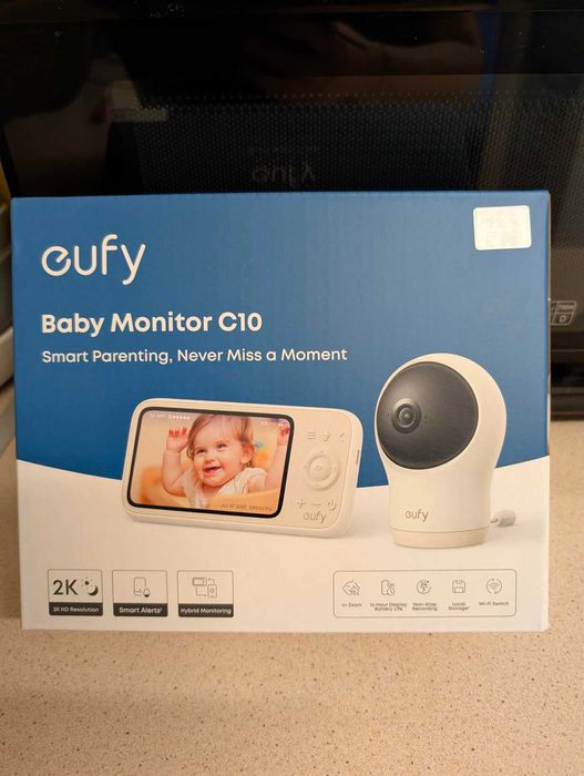 Бебефон eufy C10 с 2K HD камера, 4.5" 480p дисплей, 4× увеличение