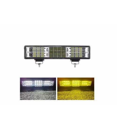 Led bar bicolor, alb galben 30 cm 12-24v + functie flash