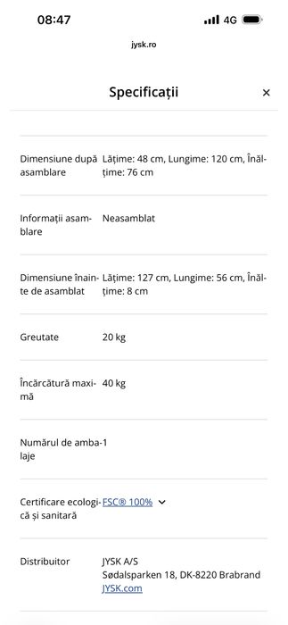 Birou Jysk nou culoare stejar