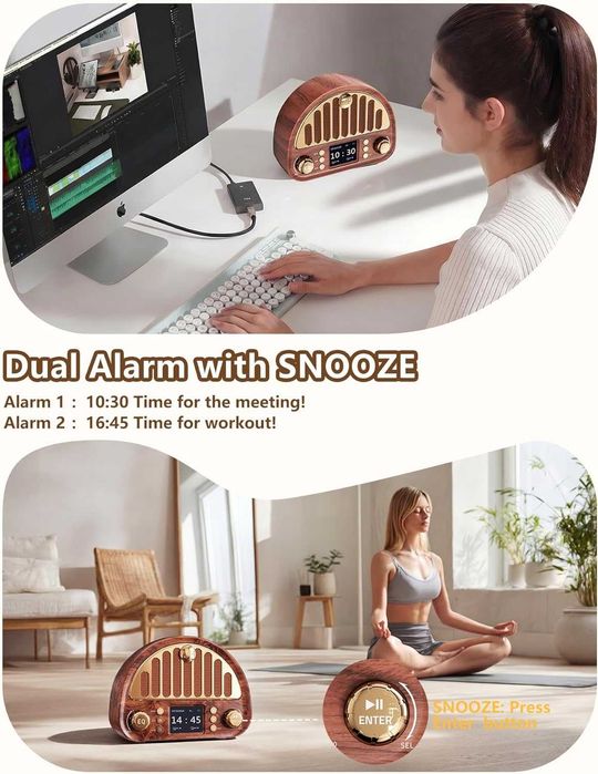 Винтидж DAB+/FM цифрово радио с Bluetooth, ретро преносимо, 3000mAh