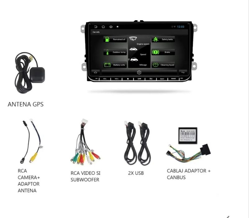 Navigație Vw/Skoda/Seat, cu android 13,ram  2 gb