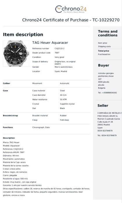 TAG heuer Aquaracer automatic 44mm