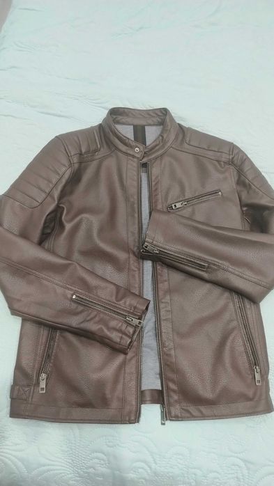 Кожено кафяво мъжко яке М НОВО