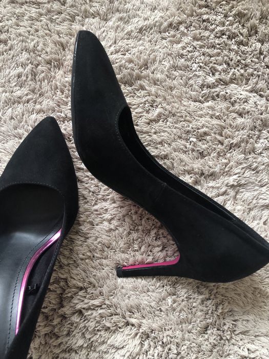 Класически черни велурени стилето обувки 38